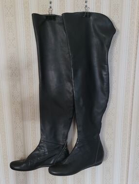 Baldan Black Over-the-Knee Women's Leather Boots Size 11